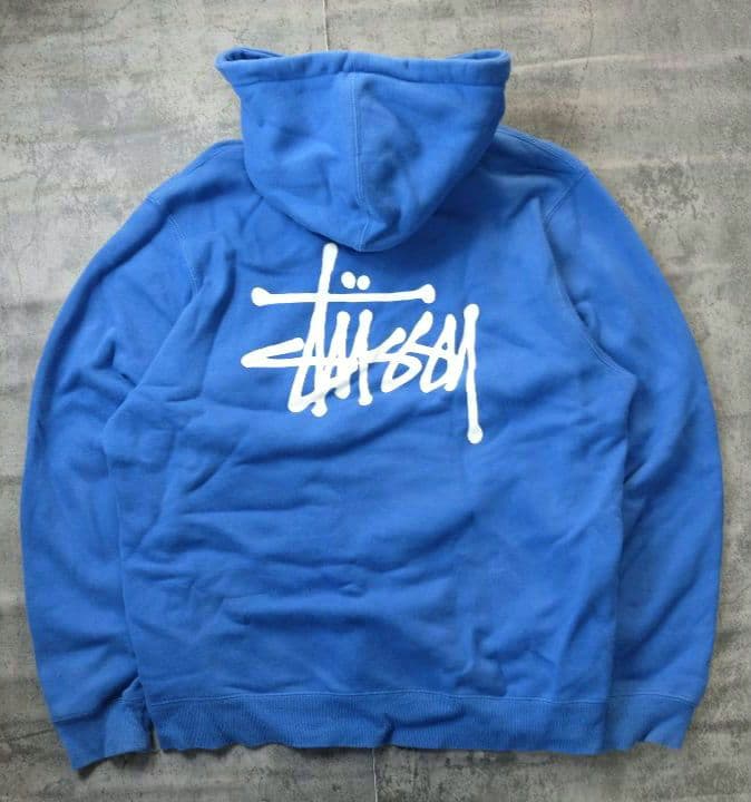 【希少】90s old stussy ビッグバックロゴ パーカー ブルー y2k 中古・古着通販】stussy (ステューシー) Old stussy パーカー ネイビー