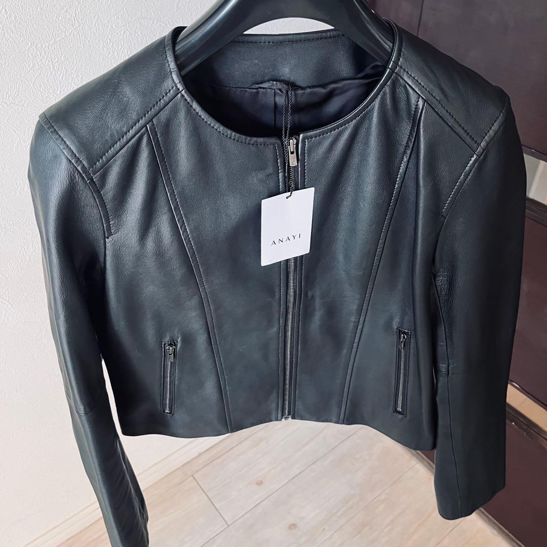 新品☆ ANAYI ラムレザーファスナー　ジャケット/セオリー、23区、ロペ ANAYI（アナイ） レザージャケット ライダース ラムレザーファスナー
