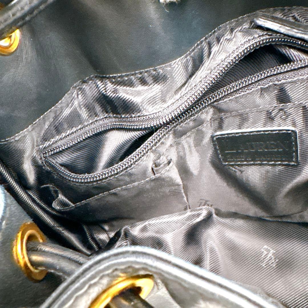 極美品✨LAUREN RALPH LAUREN 巾着バッグ タッセル ブラック - メルカリ