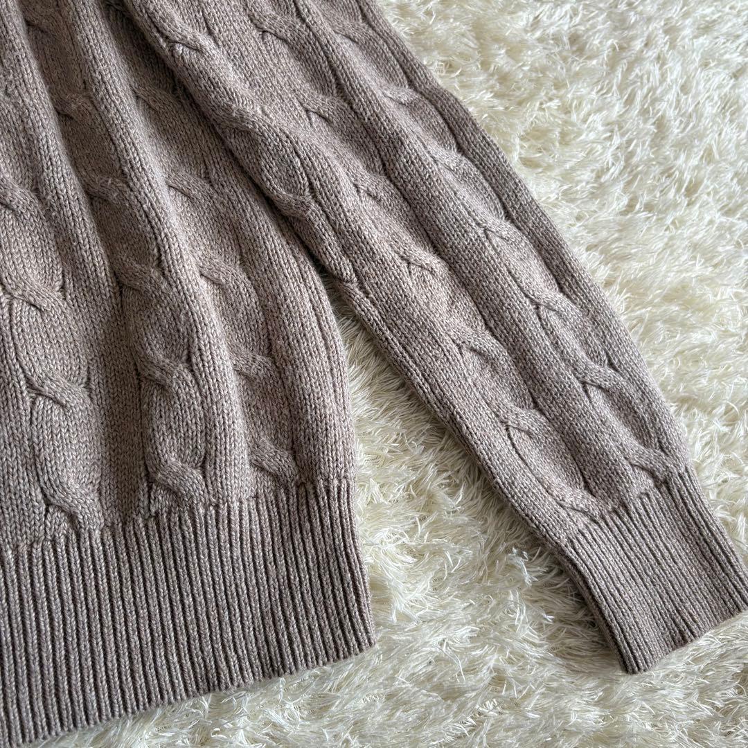 ラルフローレン ケーブル ハーフジップニット XS モカベージュ