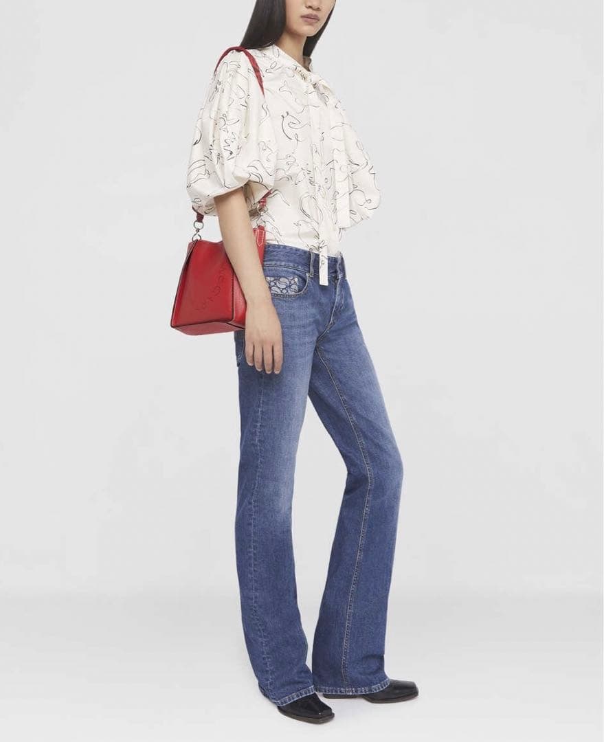 13万円ステラマッカートニー Doodle-Printパフスリーブブラウス新品