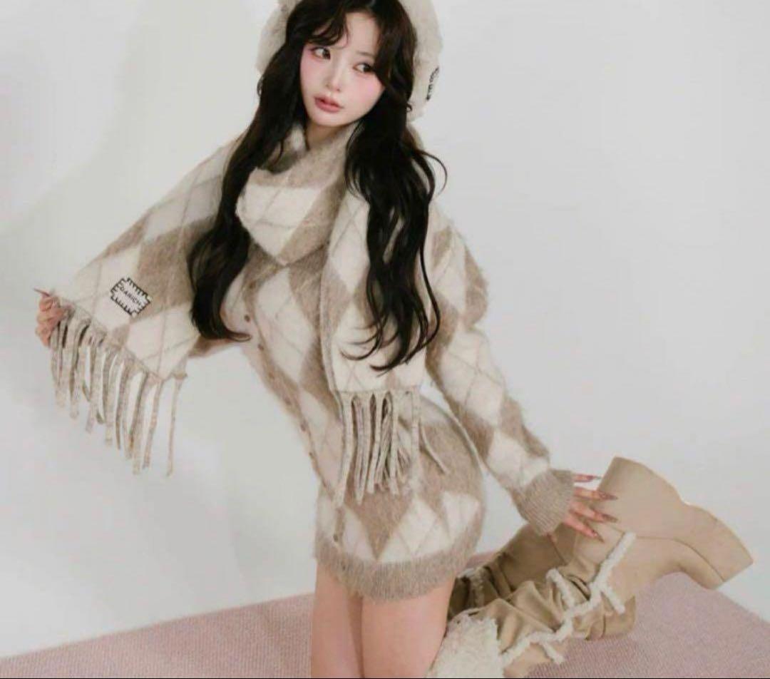 Darich アーガイルニットアンサンブル BEG FL - メルカリ