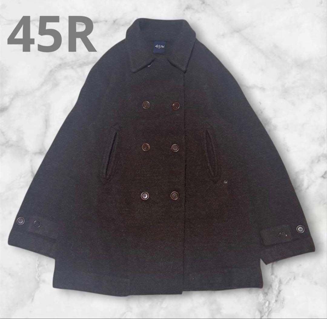 45R ダークブラウン ダブルブレストコート ボンディングチェック ダブルブレストコート （その他アウター
