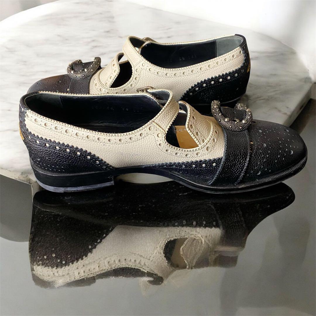 美品✨】GUCCI グッチ ケルコアブローグモンクシューズ レザー バイ