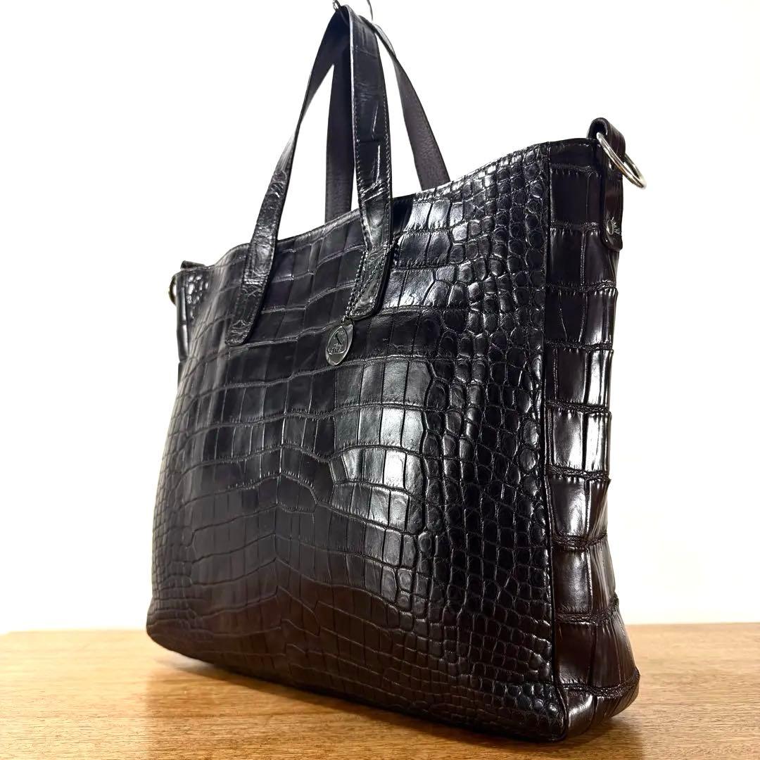 新品同様 定55万 JRA 最高峰 クロコダイル ポロサス ビジネスバッグ