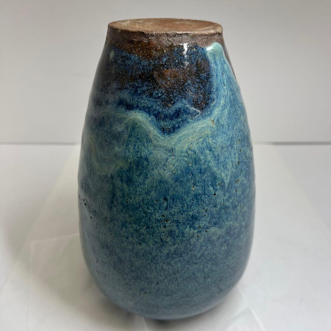 中国明末清朝期 なまこ釉花瓶 木箱付 高約24㎝ 東Y8-0203☆2Fトヒルウ