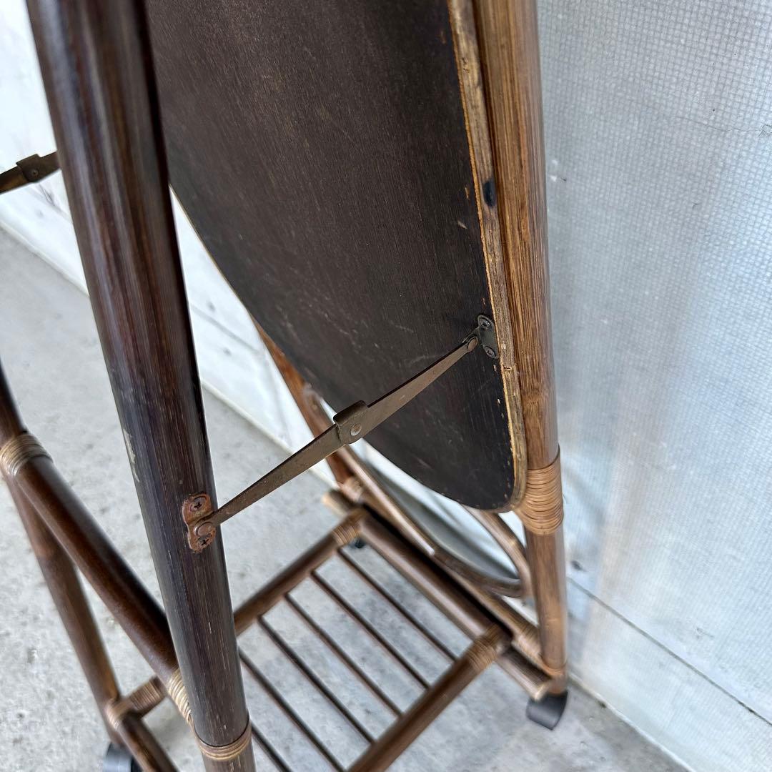 ♦︎昭和レトロ♦︎黒光スタンドミラー 物置格納型大鏡 姿見 等身鏡