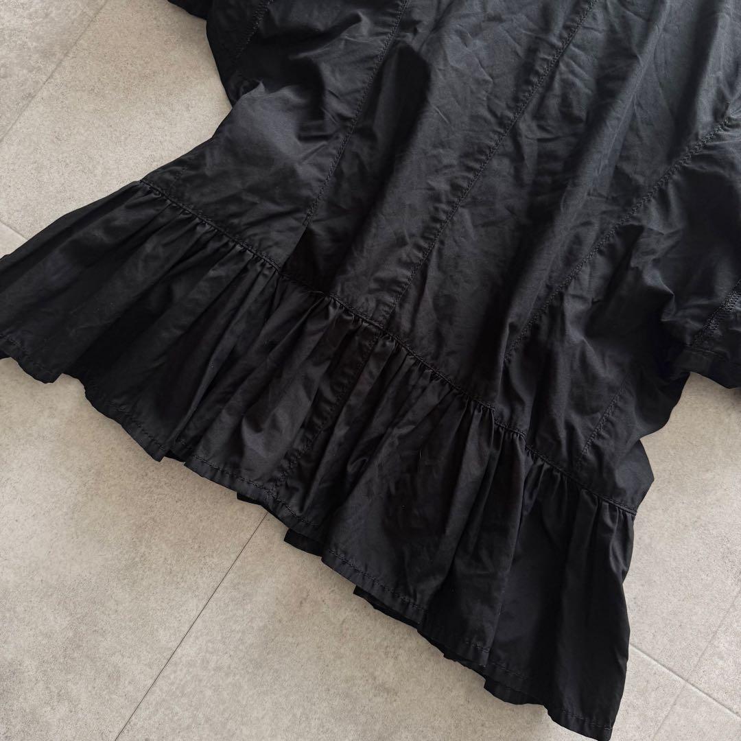 トリココムデギャルソン フリルシャツ 丸襟 シェルボタン 縮絨 AD2015 黒