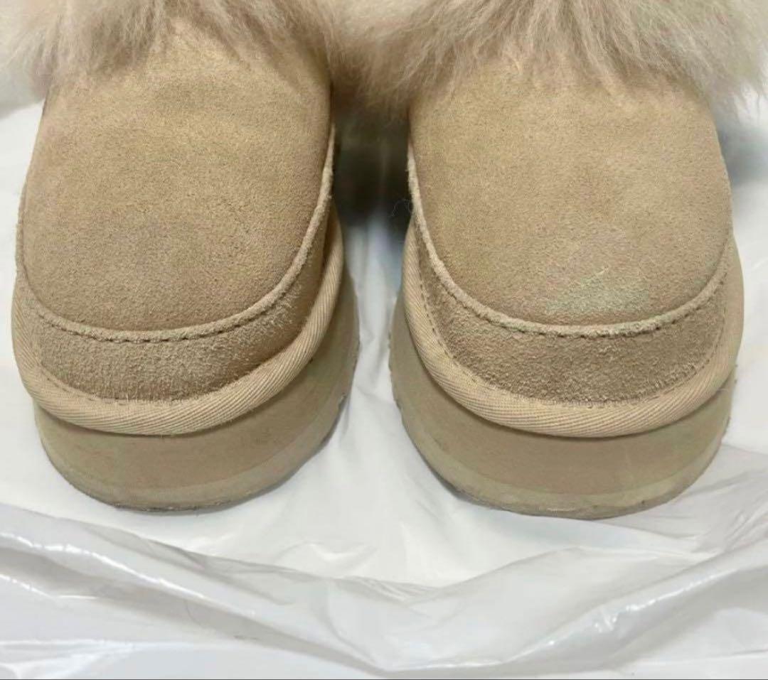 UGG ファー ディスケット サンダル ベージュ サンド 厚底23cm - メルカリ