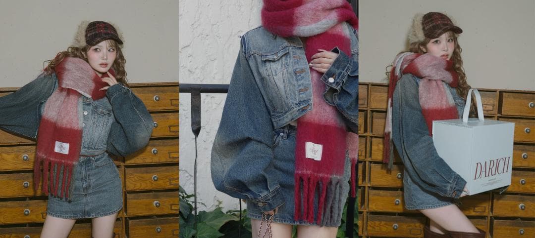 ダーリッチ darich チェックボリュームマフラー 名古屋6周年限定