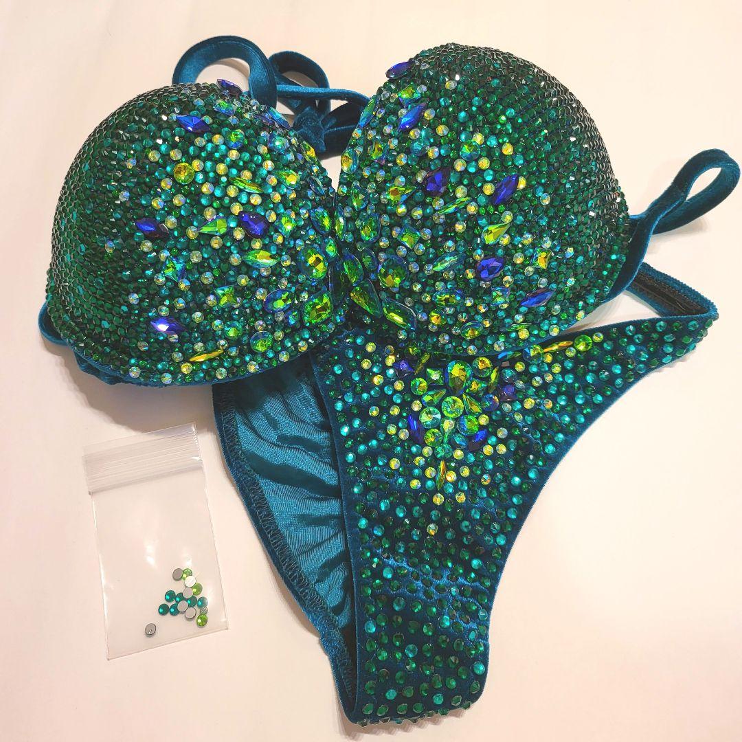 JBBF ビキニフィットネス競技用ビキニ（エメラルドグリーン） - メルカリ