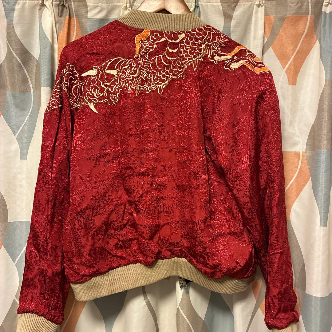 SCRIPT 花旅楽団 スカジャン 鯉×龍 リバーシブル 赤×黒 S 渋谷龍太