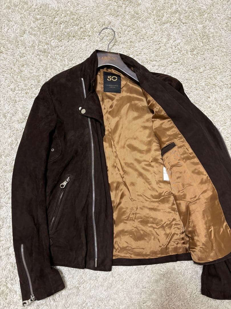 CINQUANTA チンクアンタ スエードスタンドカラーセミダブルライダース