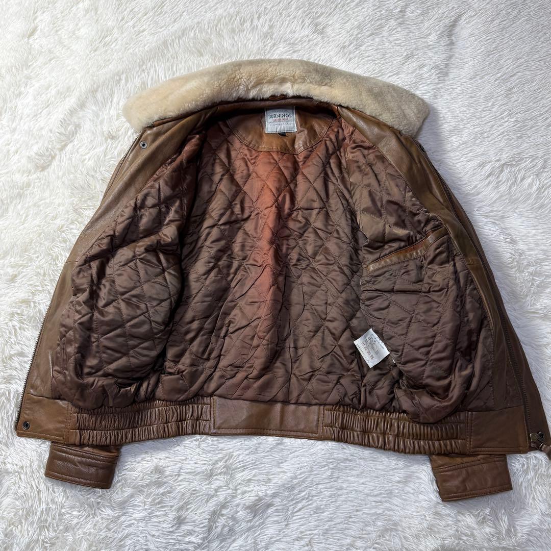 90s】G-1 フライトレザージャケット M リアルムートン襟ボア 短丈