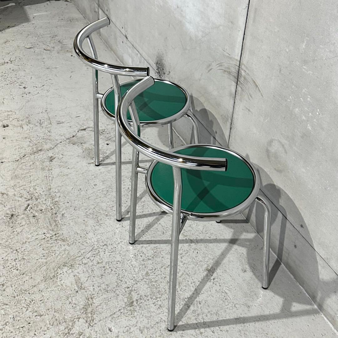 ☆Chitose☆ スチールラウンドチェア カフェチェア 昭和レトロ 2脚