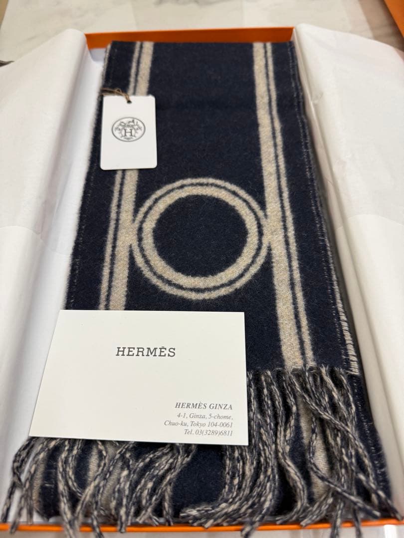 a*ん様 エルメス Hermes カシミヤマフラー 《バンド・ドゥ・レポ》02新