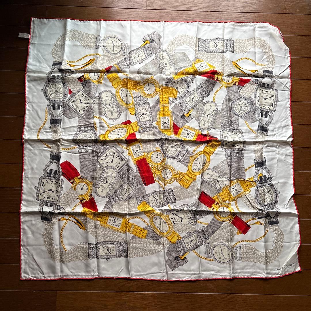 カルティエ スカーフ シルク 大判 マストライン 時計柄