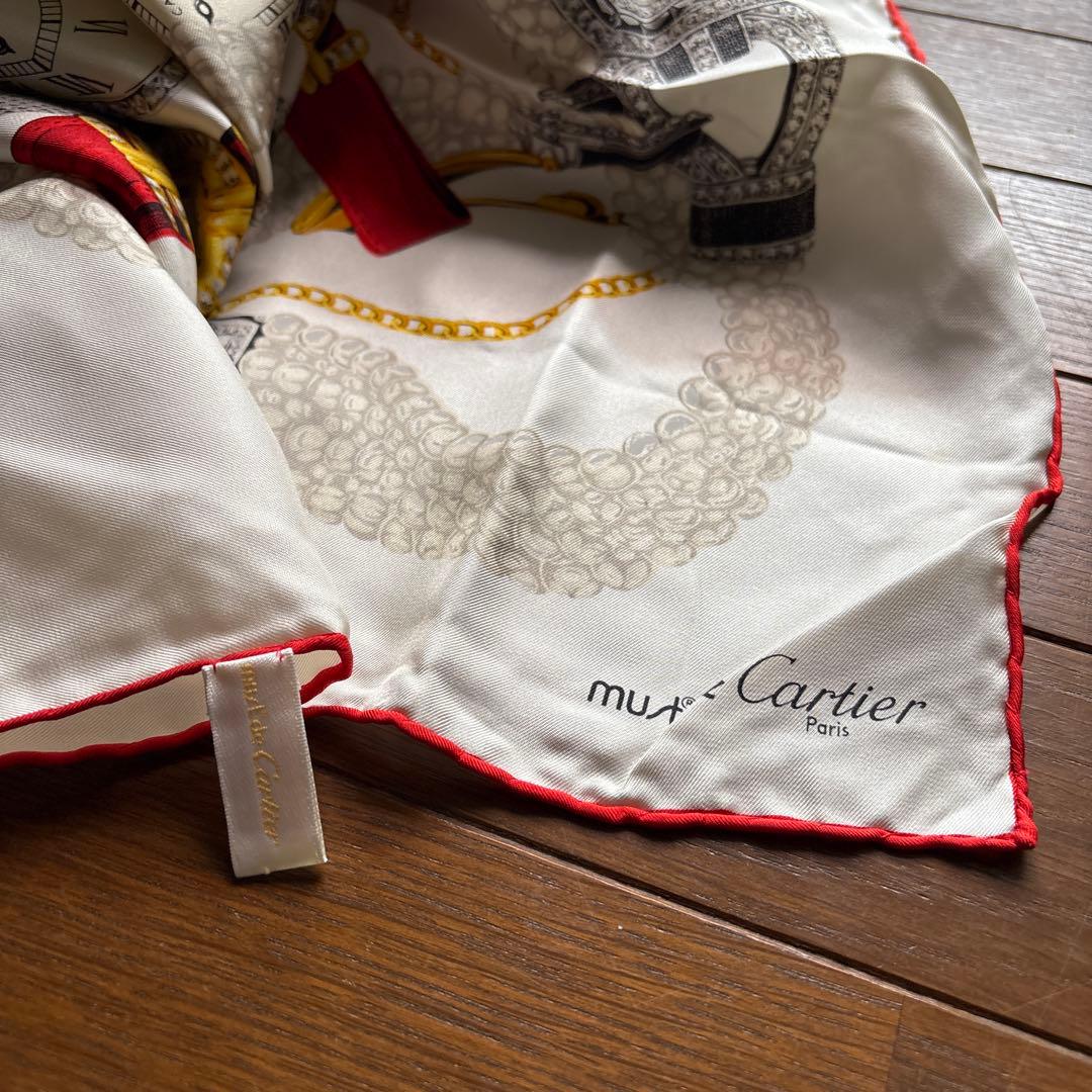 カルティエ スカーフ シルク 大判 マストライン 時計柄
