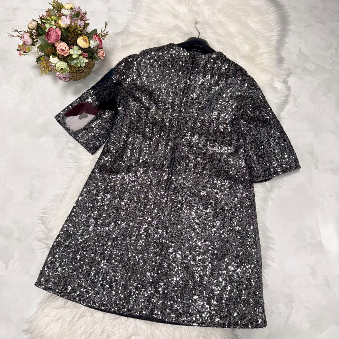 本物 美品 ドルチェ&ガッバーナ スパンコール 花柄 ワンピース 38