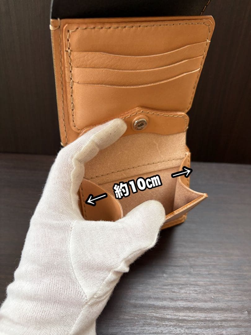 牛ヌメ革 ハンドメイド 折り財布 栃木レザー（ワイルドサドル）メンズ