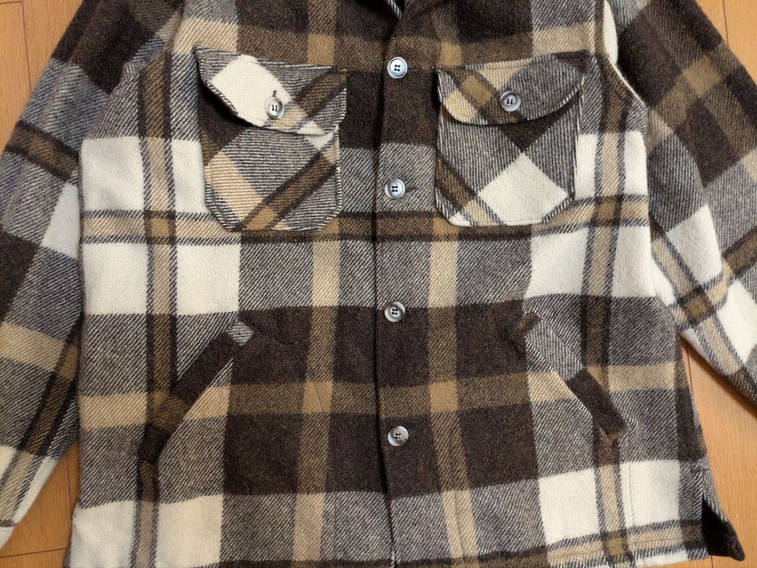 h*3様 Woolrich ウールリッチ シャツジャケット ベージュ×ブラウン