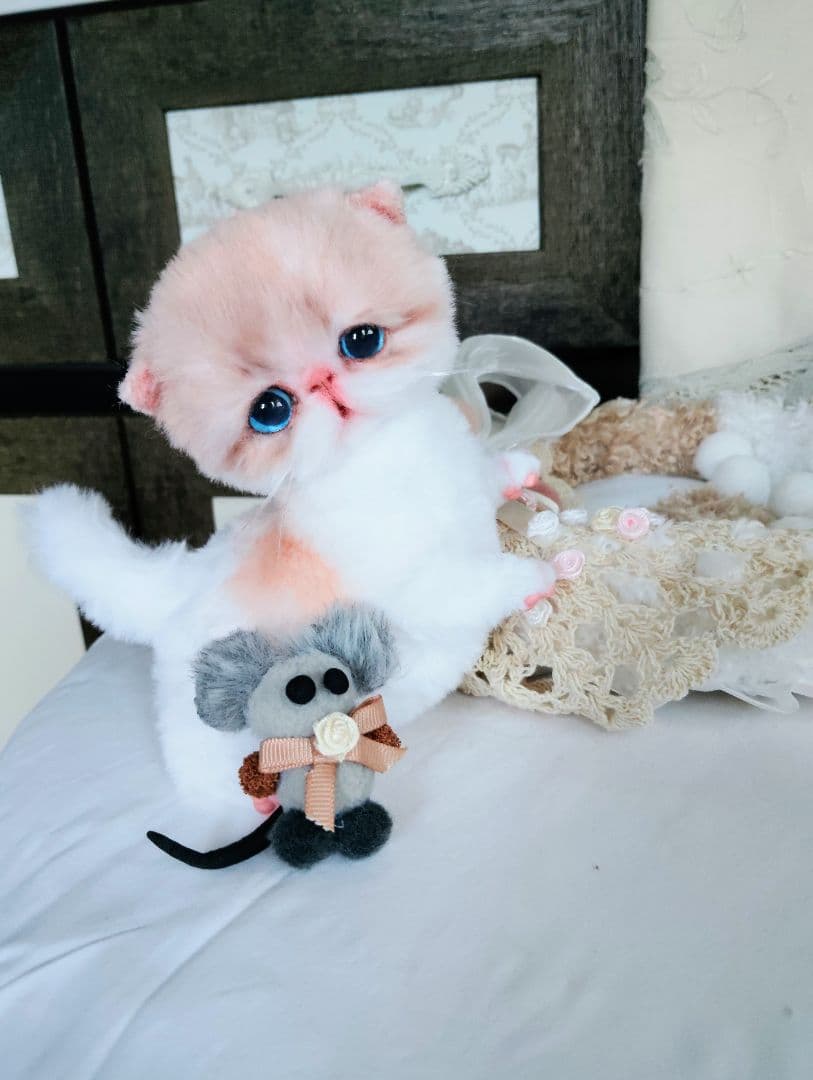 もちもちボディ♡エキゾチック子猫ちゃんとチュチュちゃん♡カゴ♡アートドール♡ エキゾチックショートヘア♡子猫♡サクラちゃん♡アートドール