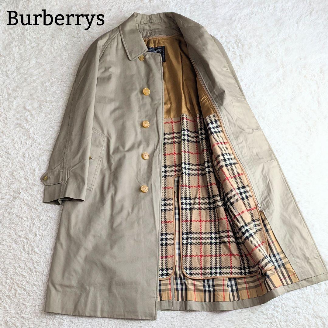 良品◎バーバリー ステンカラーコート ライナー付 ノバチェック M