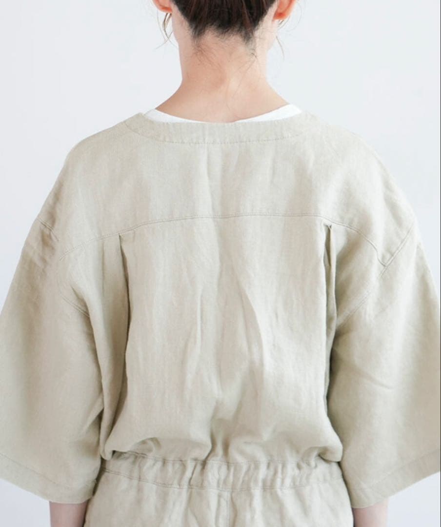 “ソラモナポッシェ”リネンオールインワンサロペット・ブラック・未使用品