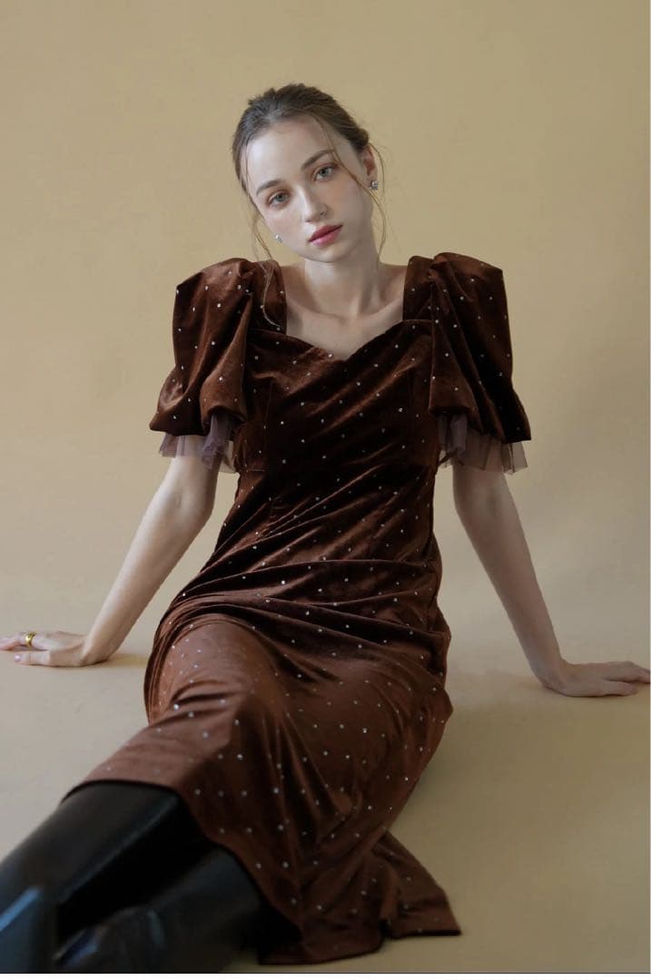 ワンピース acka bijou dot velours dress bijou dot velours dress – Acka online store
