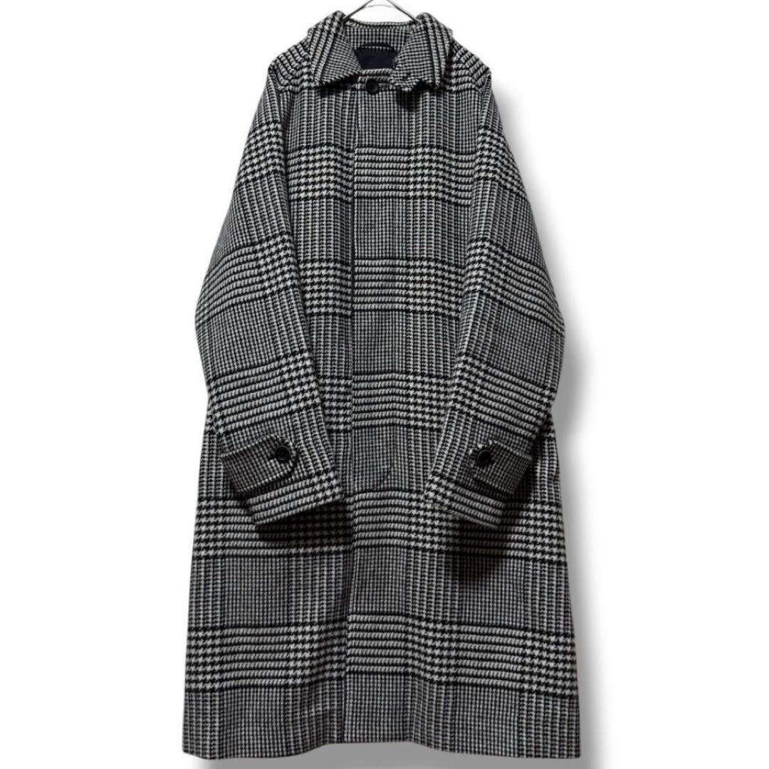 未使用 現行タグ HERNO 上質ウール グレンチェック柄ステンカラー