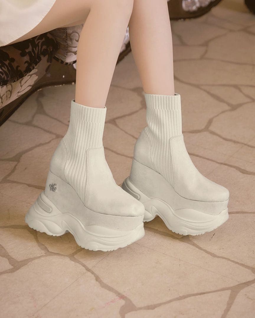 ミシェルマカロン ソックスライク厚底ブーツ Sサイズ - メルカリ