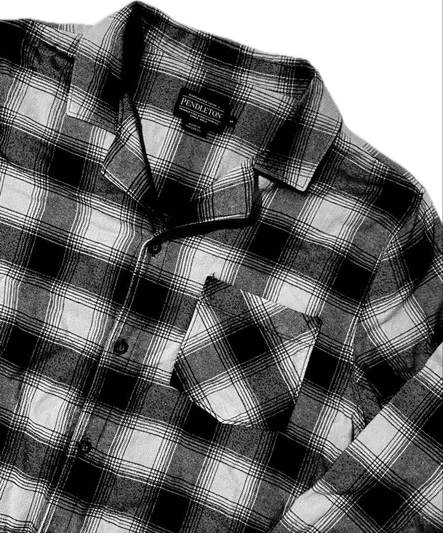 神配色 ペンドルトン 黒オンブレシャツ ネルシャツ プリントネル