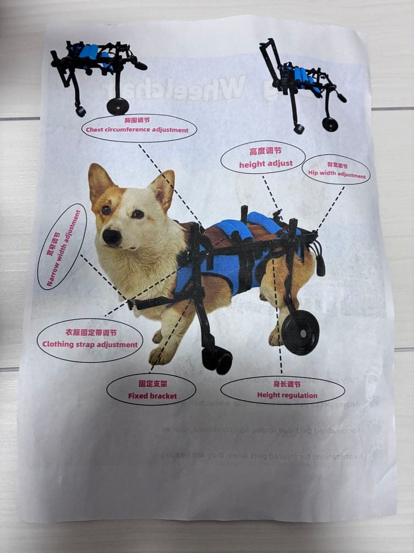 前フレーム付き／犬用車椅子 4輪 歩行器 XS - メルカリ