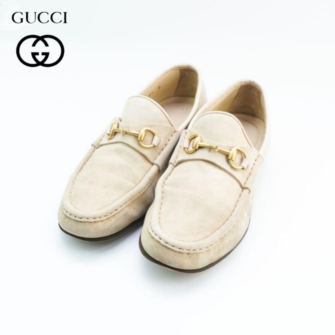 GUCCI 37 24.5 スウェードローファー アイボリー /ED16 - メルカリ
