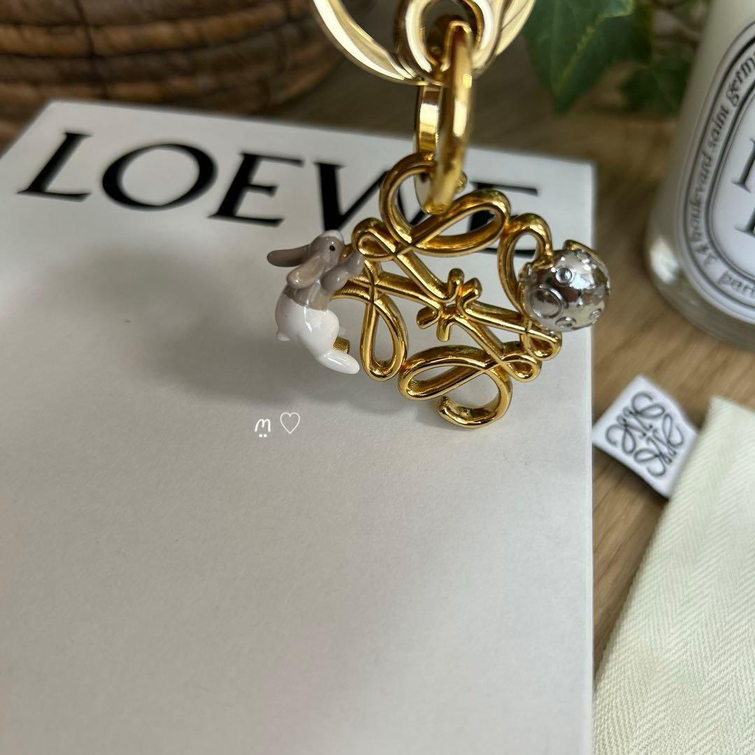 LOEWEロエベ スナフジタ うさぎアナグラムチャーム キーリングホルダー