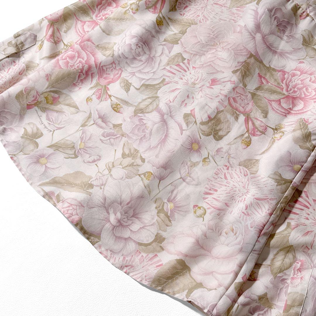 サルヴァトーレフェラガモ 花柄 シルク ボウタイ 長袖 シャツ 絹 38