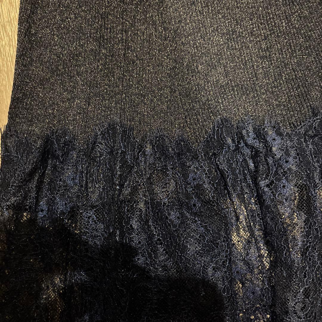 CADUNE 裾レースハイゲージニット 完売ネイビー - メルカリ