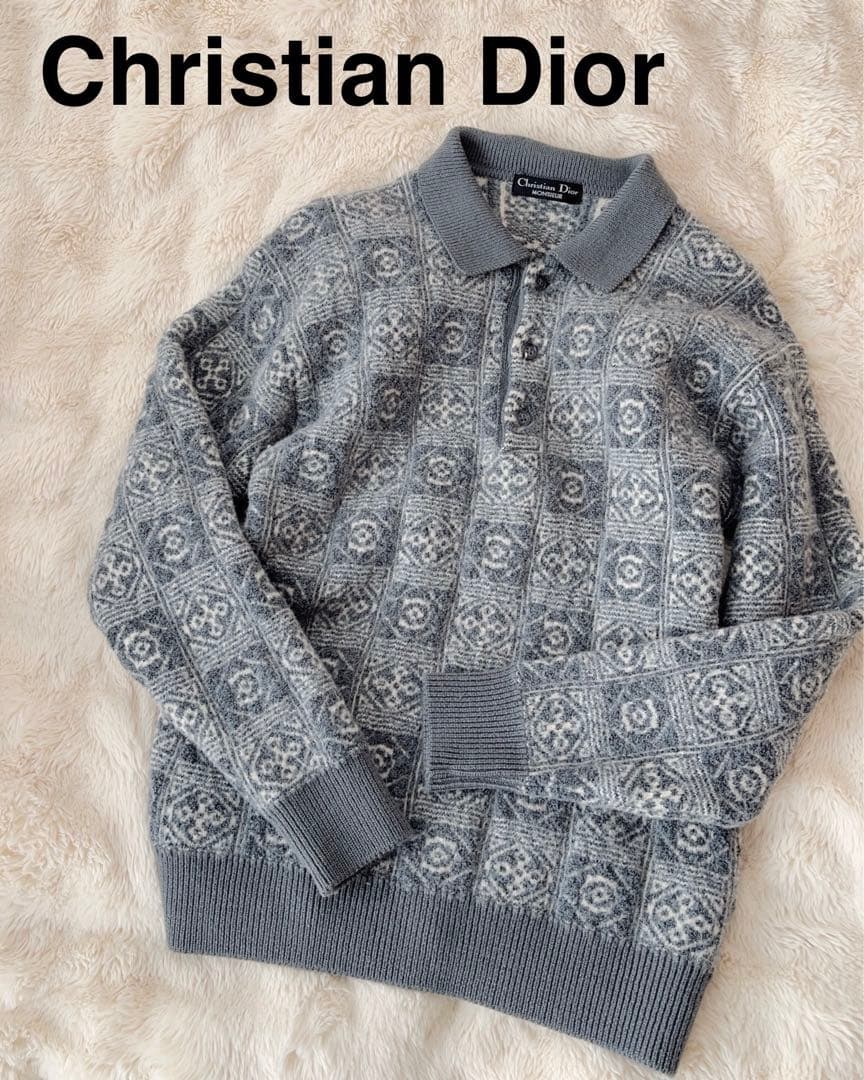Christian Dior ディオール ラガーニット ポロ グレー Lサイズ re-dio-qo-m-00075_1.jpg