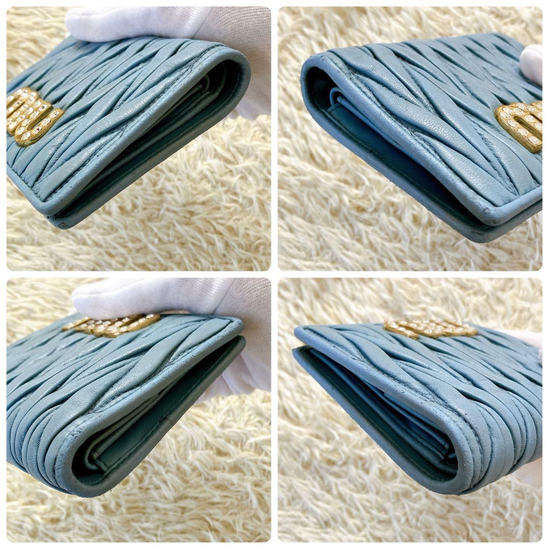 箱付✨ミュウミュウ 二つ折り財布 ビジュークリスタル マテラッセ