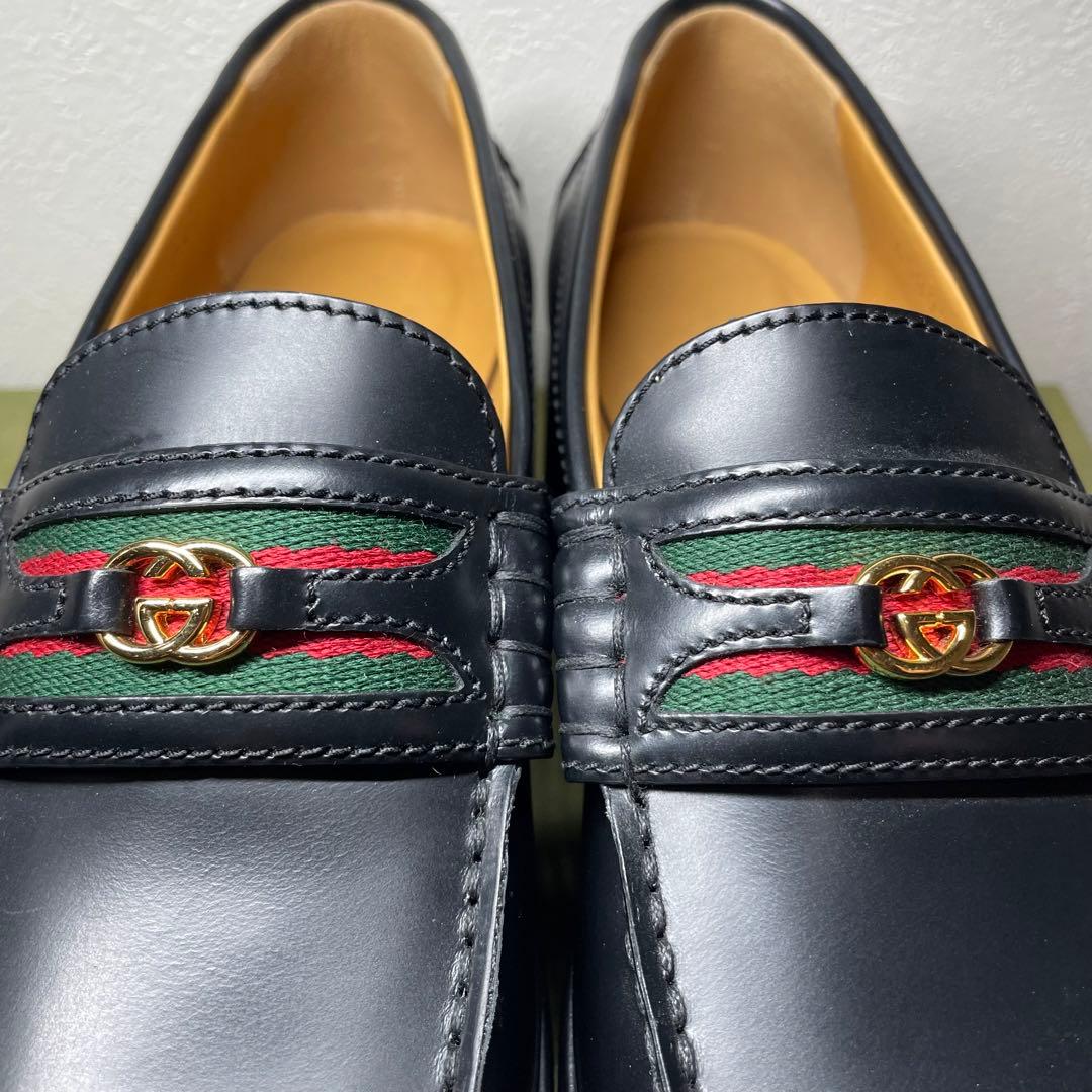 未使用級】GUCCI シェリーライン GG 厚底 ローファー ブラック - メルカリ