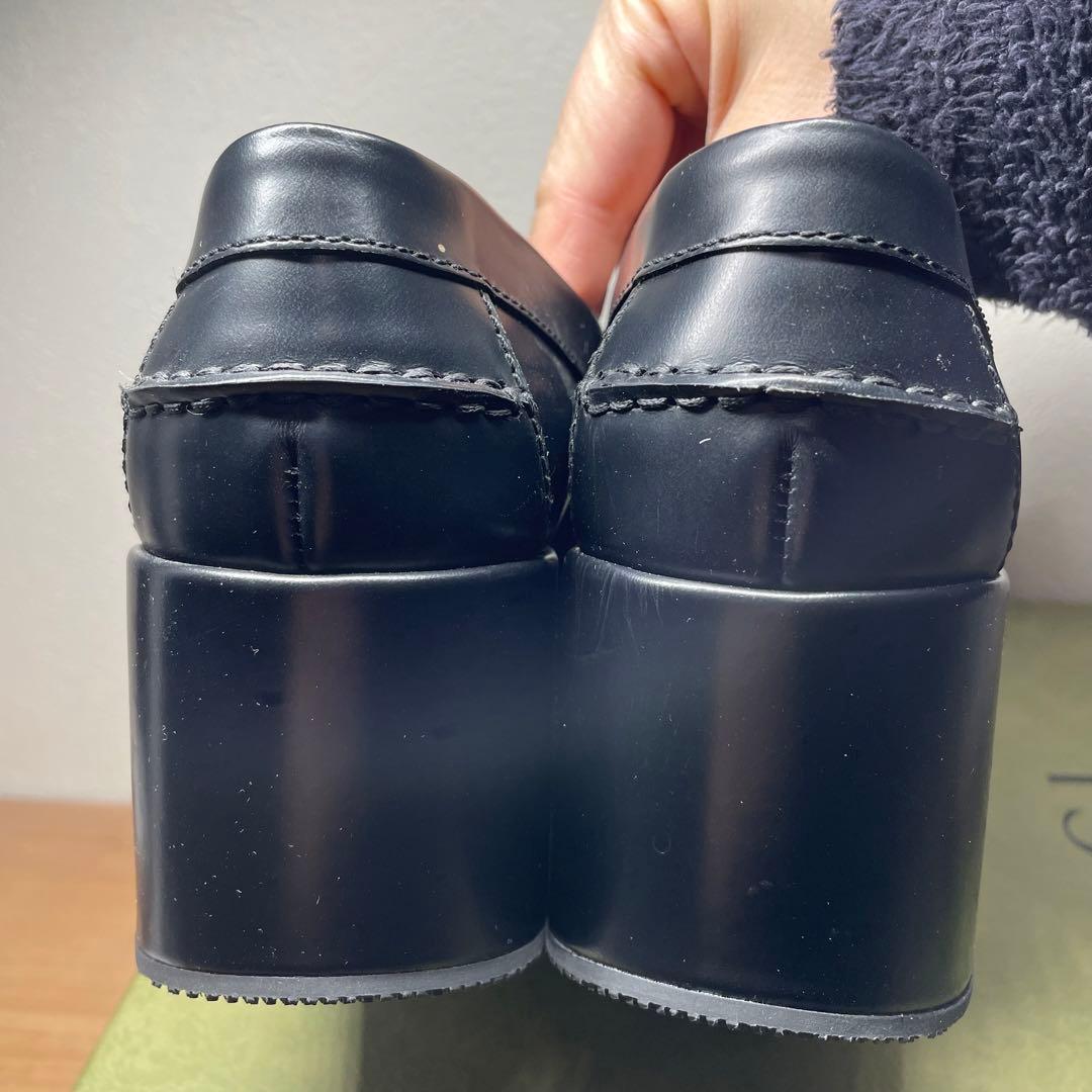 未使用級】GUCCI シェリーライン GG 厚底 ローファー ブラック - メルカリ