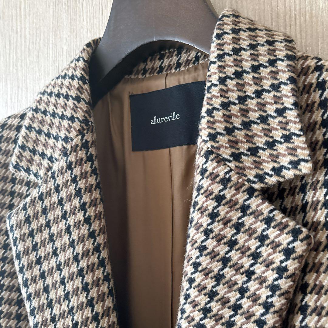 1321】アナイ系列アルアバイル チェックロングチェスターコート