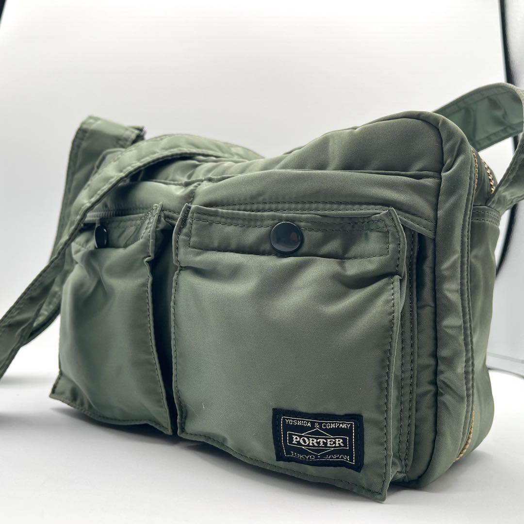未使用◎2層/PORTER セージグリーン ショルダーバッグ タンカー 緑 美品】PORTER タンカー セージグリーン ショルダーバッグ 2層式