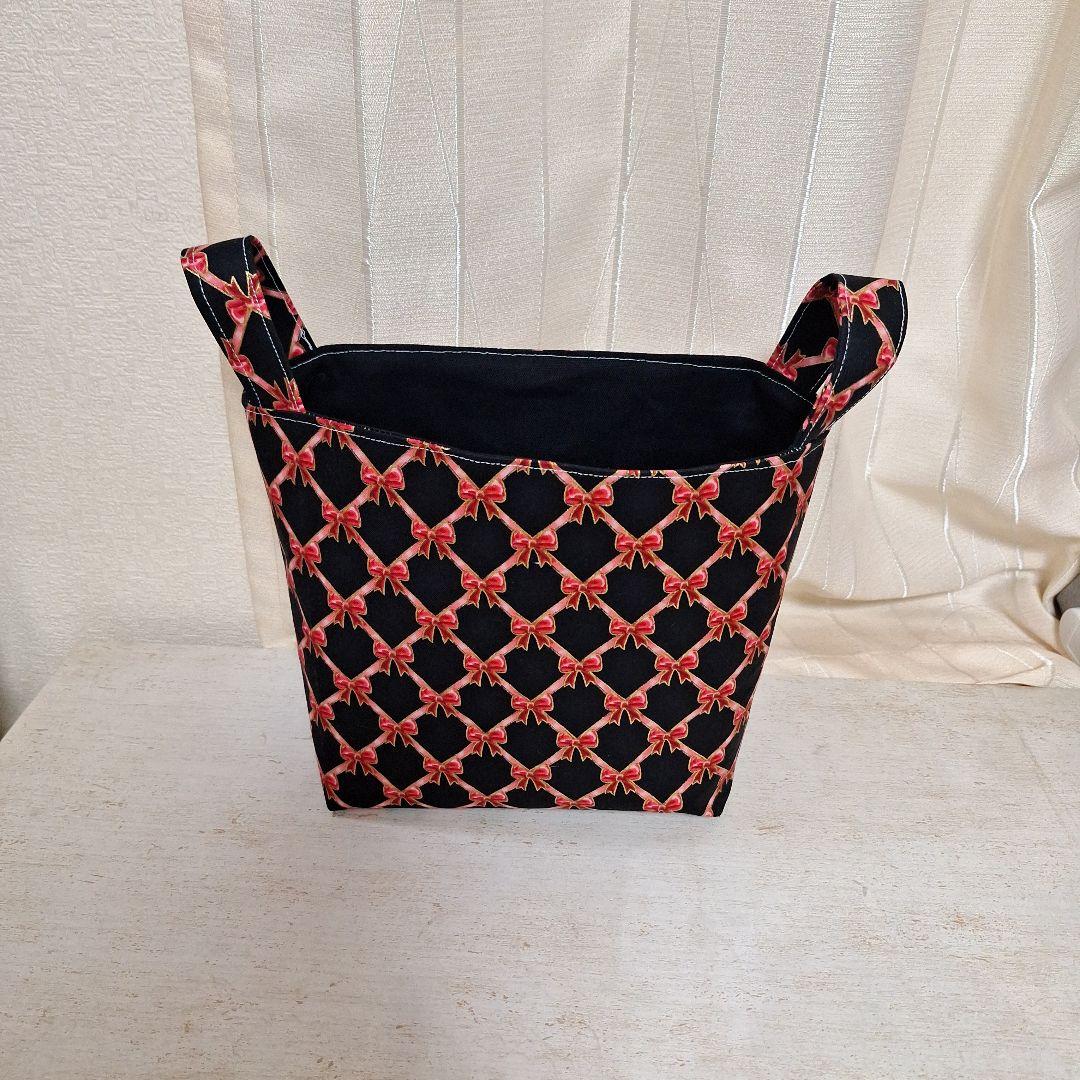 激レアねこと女の子パネル生地 ハンドメイド まちなしバッグ 布バスケット