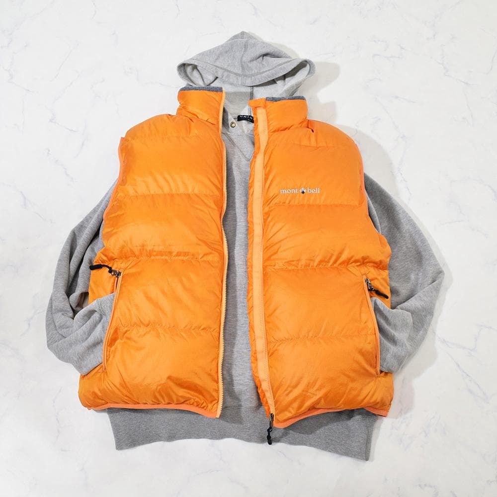 希少90年代 旧タグ mont bell アルパイン ダウンベスト L オレンジ