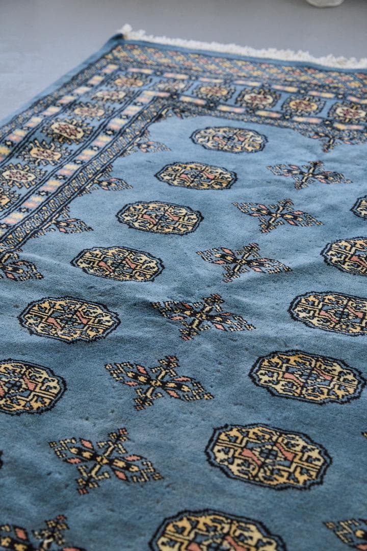 新品 トライバルラグ ブハラ ラホール産 （195×127cm) ブルー 青