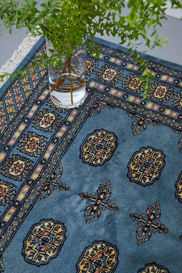 新品 トライバルラグ ブハラ ラホール産 （195×127cm) ブルー 青