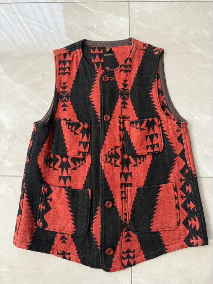 KAPITALウールラグベスト/ネイティブ柄/4ポケット/ナバホブランケット KAPITAL(キャピタル) / ウールラグベスト/ネイティブ柄/4ポケット