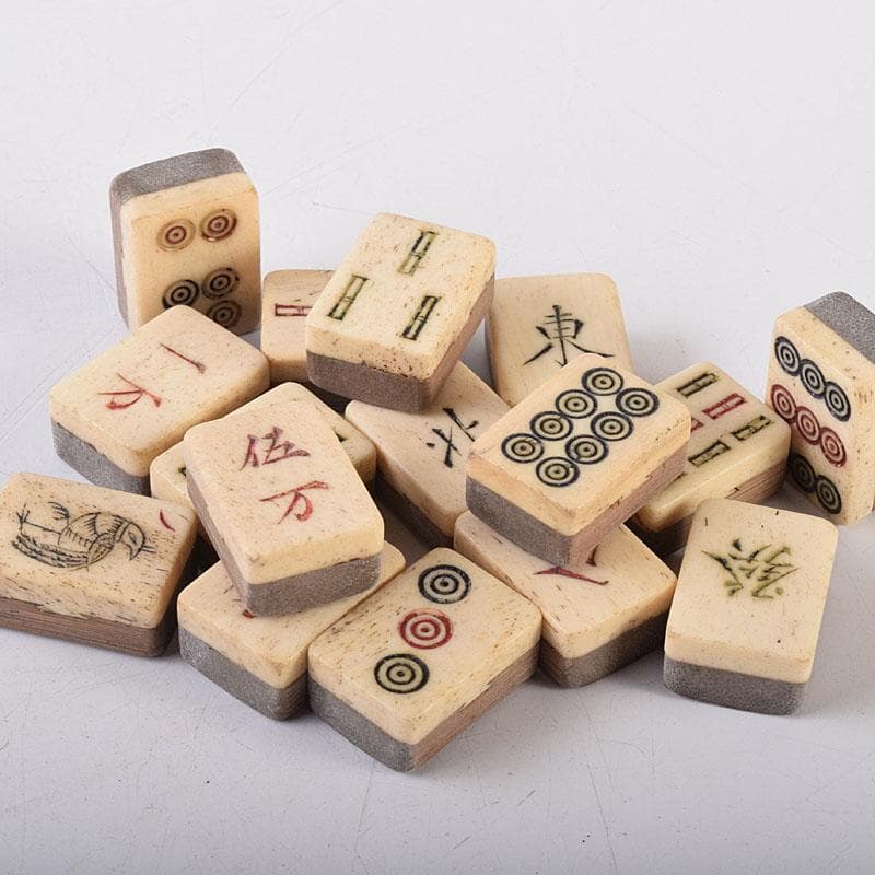 中国 竹嵌 骨牌 背竹牌 麻雀牌 唐木箱付 M 8054 - メルカリ