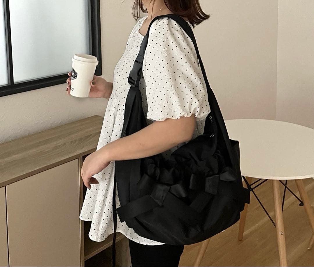 プロズヴェール 【SAPON】撥水リボンナイロンショルダーバッグ